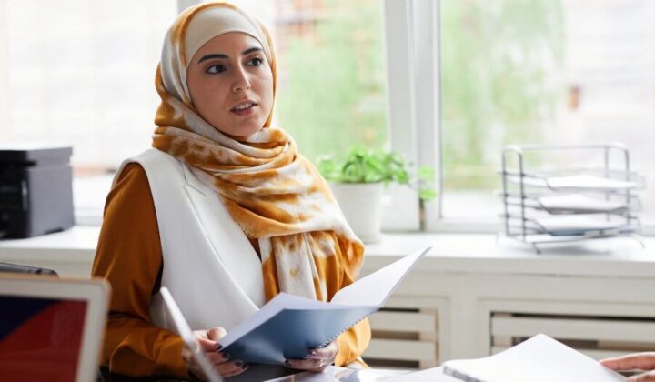 Lady thinking about wellbeing