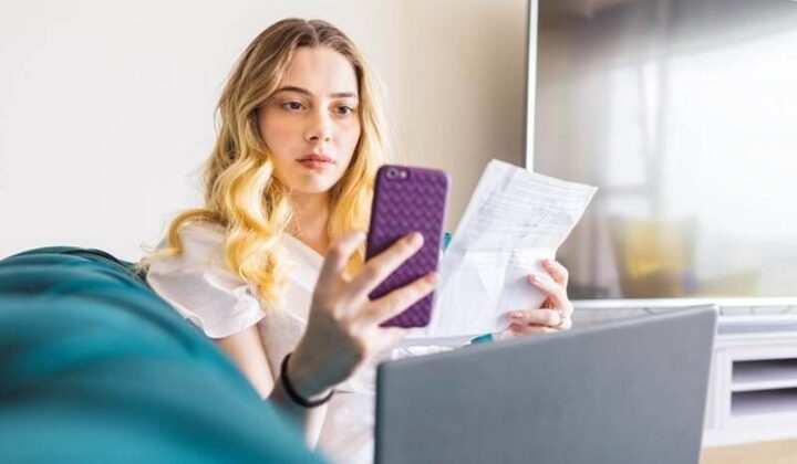 Woman looking at her mobile