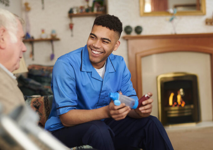 friendly male care nurse