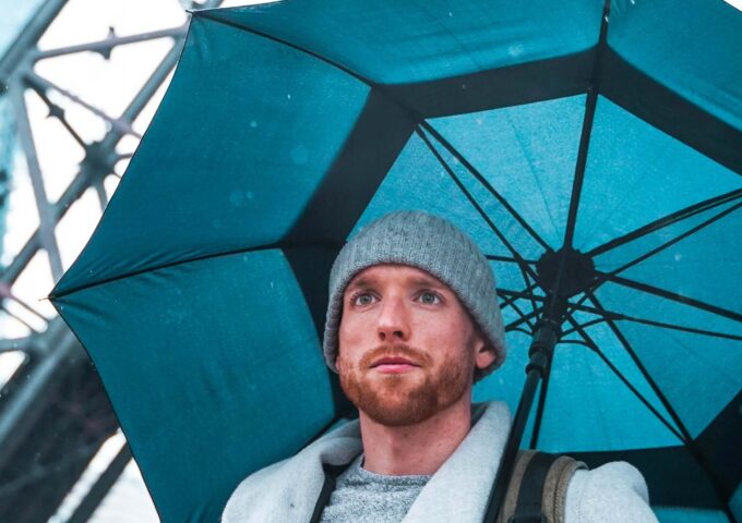 Man with umbrella