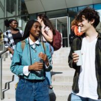 College friends walking