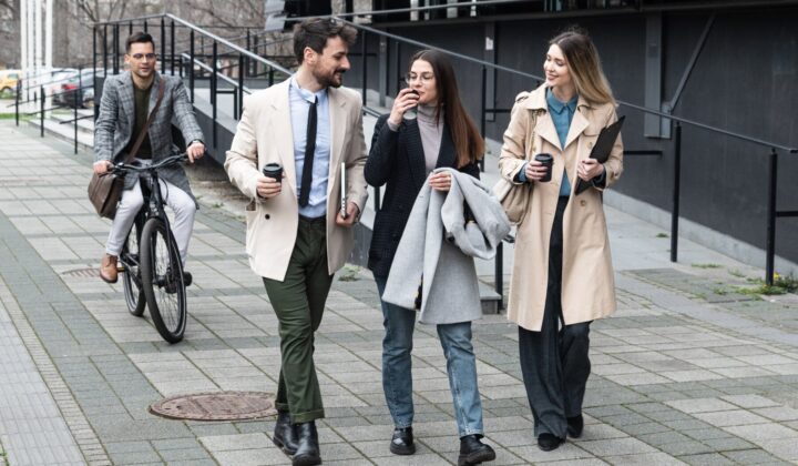 Meeting colleagues outside