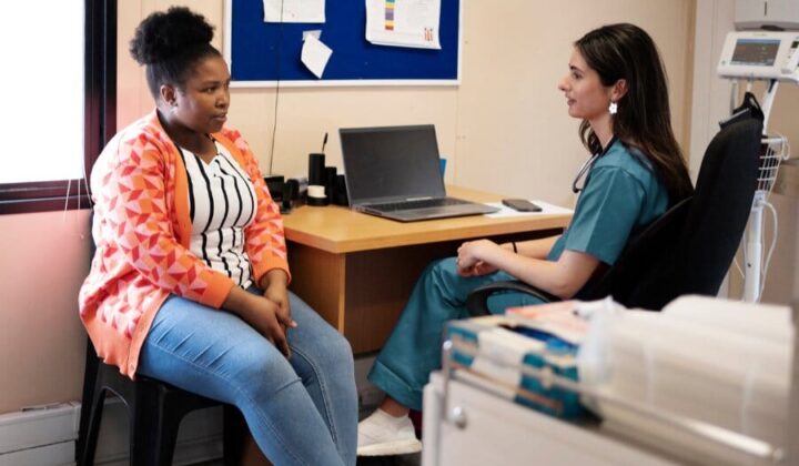 Patient talking to GP