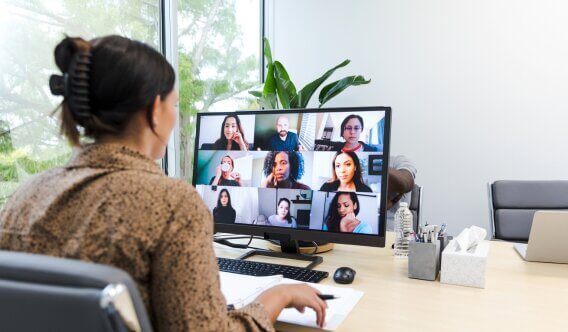 Group of people on a call with others online