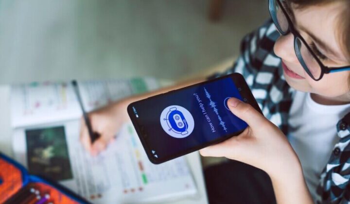 Young person using system AI Chatbot on mobile