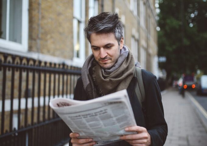 Man reading a newspaper