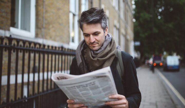 Man reading a newspaper
