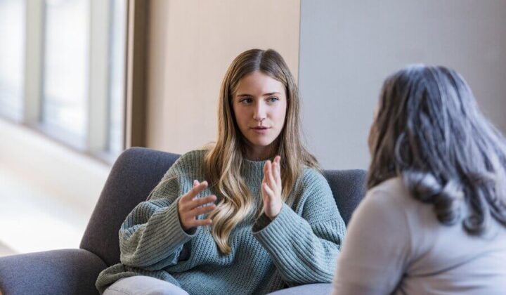 Young female attending couselling session
