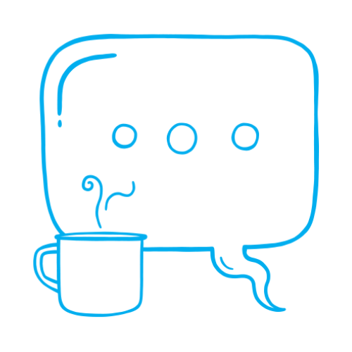 Speech bubble with cup of hot tea