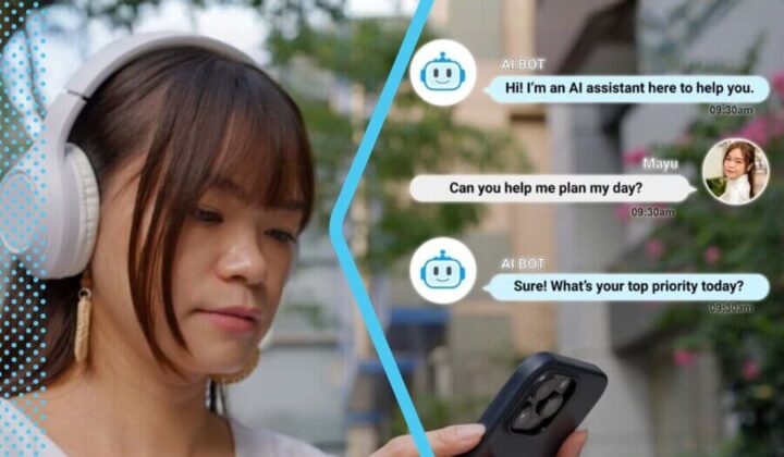 Person having a conversation with AI on their mobile
