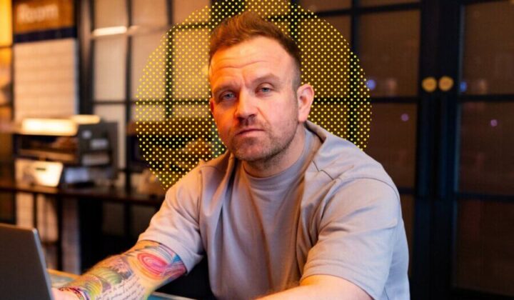 Man at work looking serious