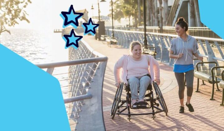 Lady jogging beside her friend