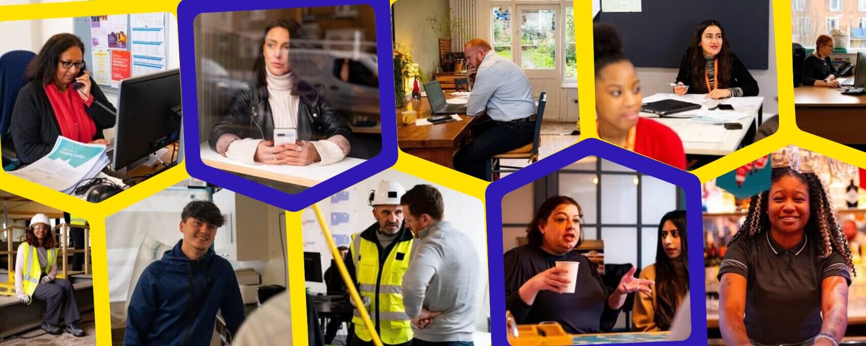 Various profile photos of people in different work settings