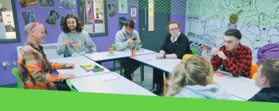 Group of school kids in a workshop