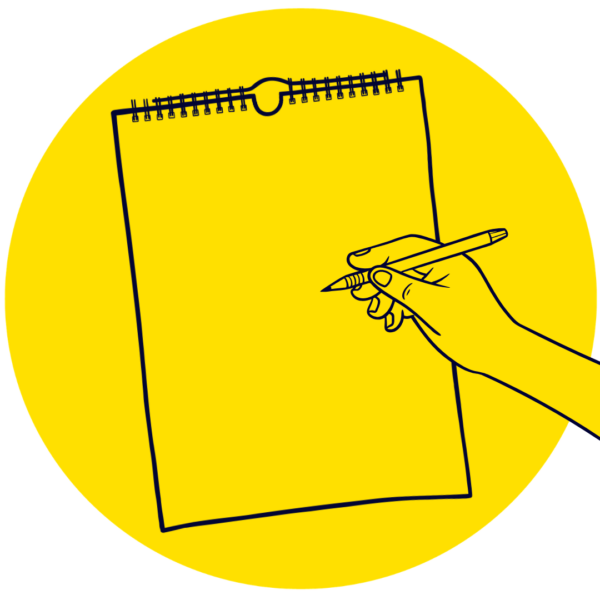 Writing on a notepad illustration