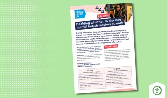 Disclosing mental health at work cover