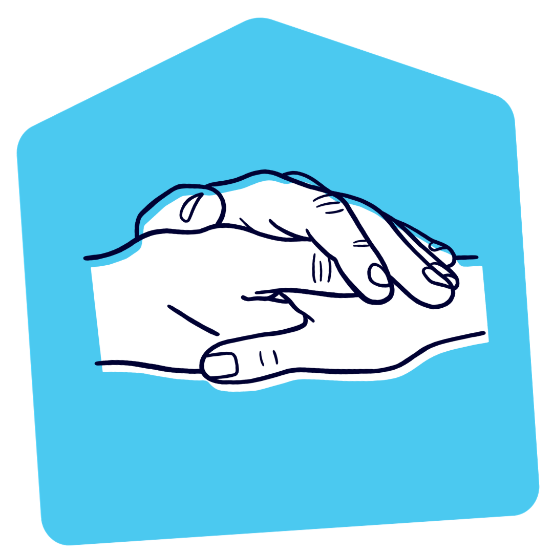 Two hands holding illustration