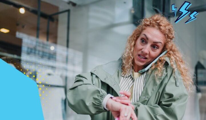 Lady on the phone looking at her watch