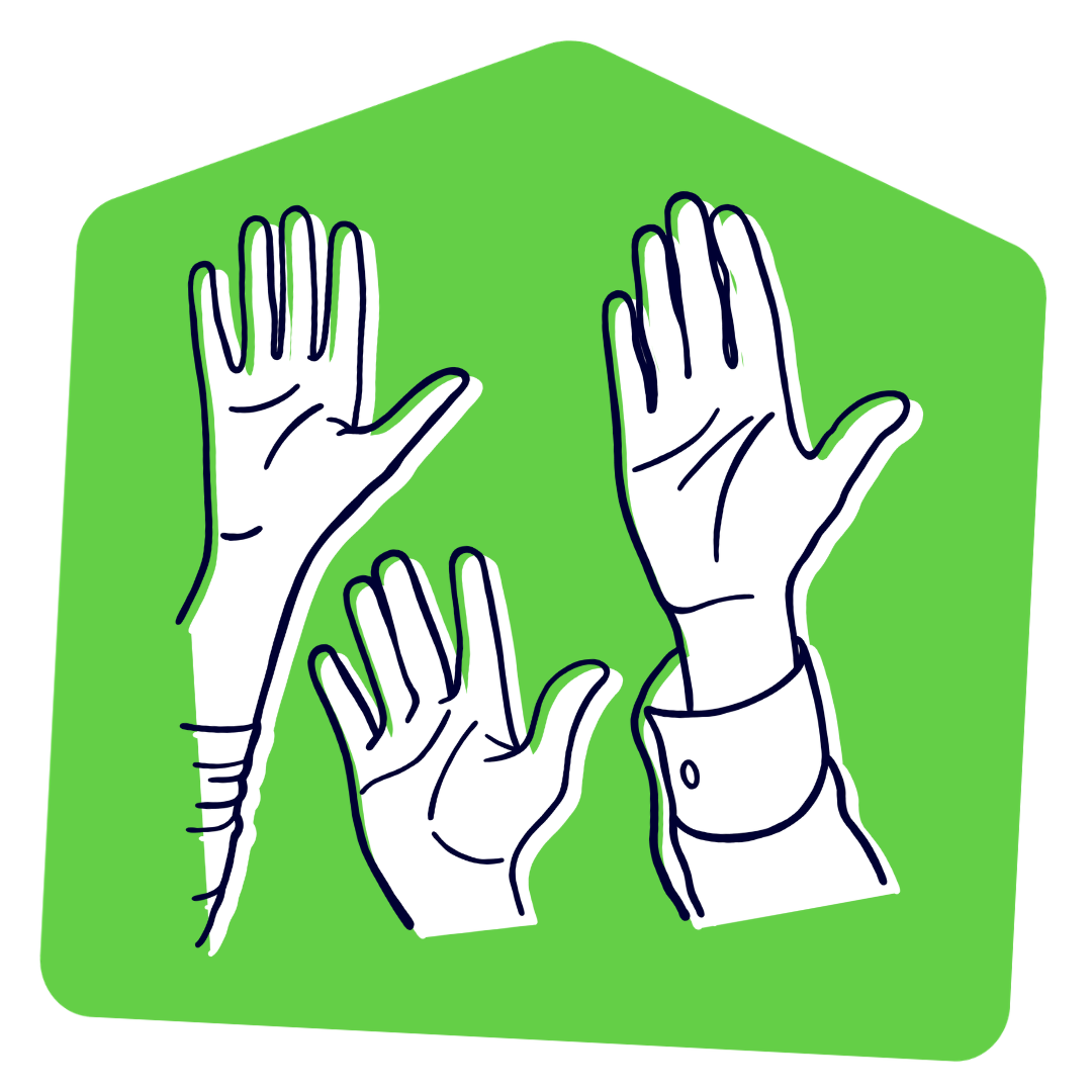 Hands raised illustration