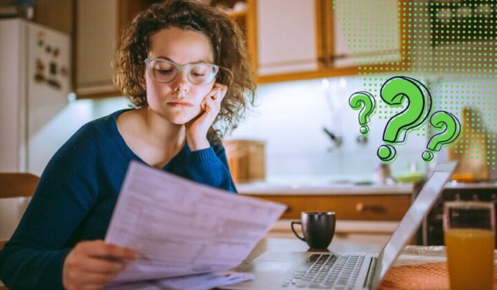 Woman looking at her household bill