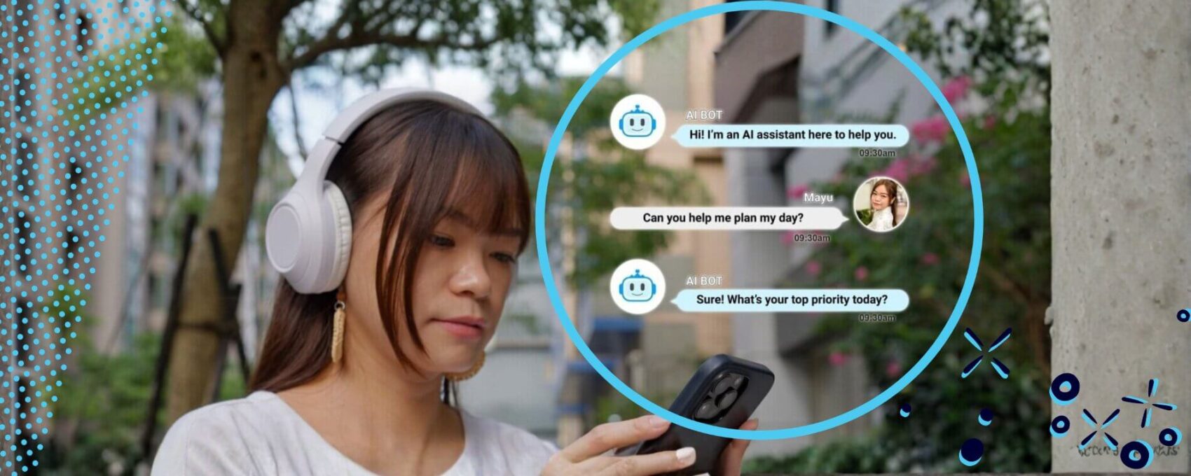 Person having a conversation with AI on their mobile