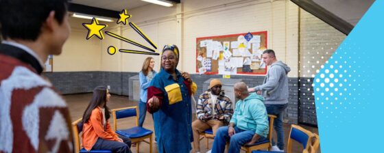 Group chatting in a community hall