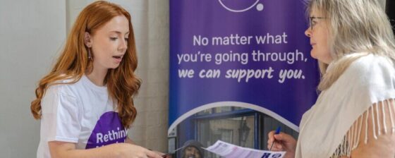 Rethink staff member talking to a member of the public