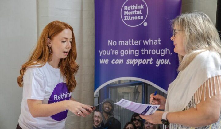 Rethink staff member talking to a member of the public