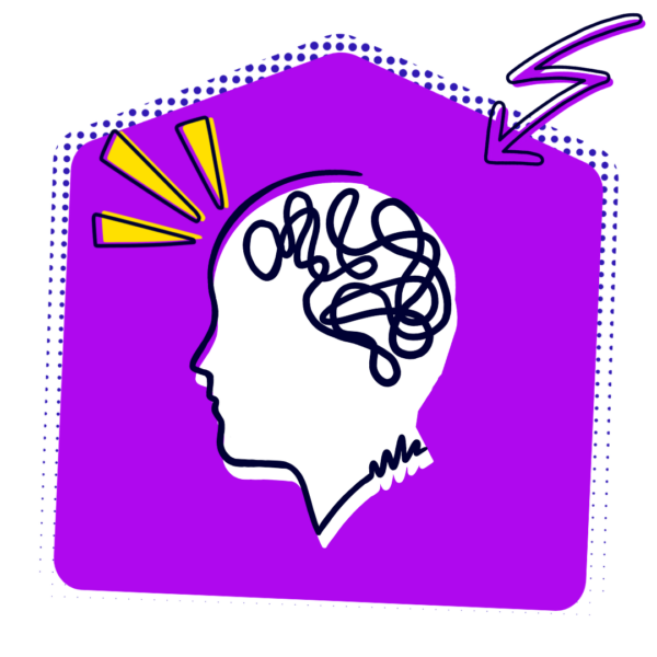 Head with brain illustration