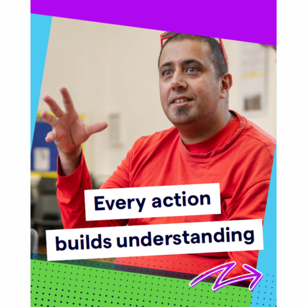 Build understanding one man talking to camera