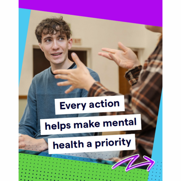 Two people talking about mental health being a priority