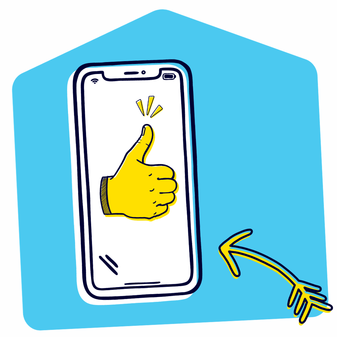 Mobile with thumb up for sharing illustration