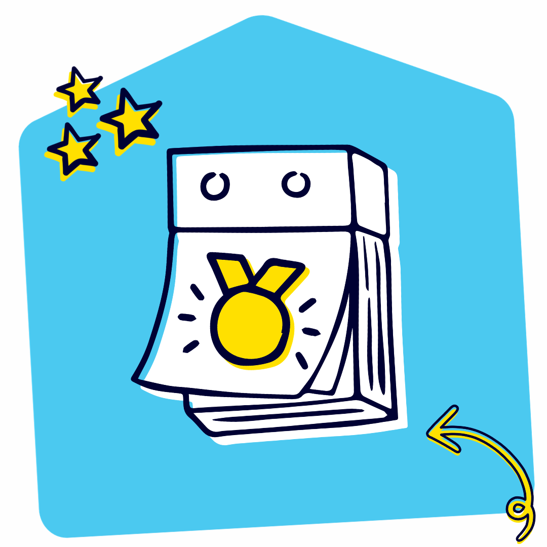 Calendar with medal to represent fundraising event illustration