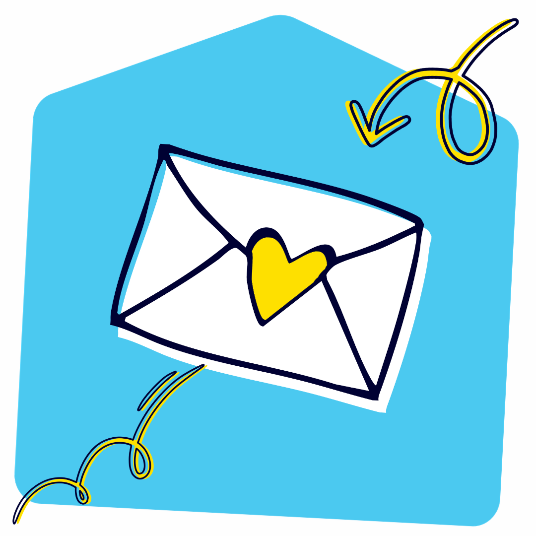 An email with a heart on it illustration